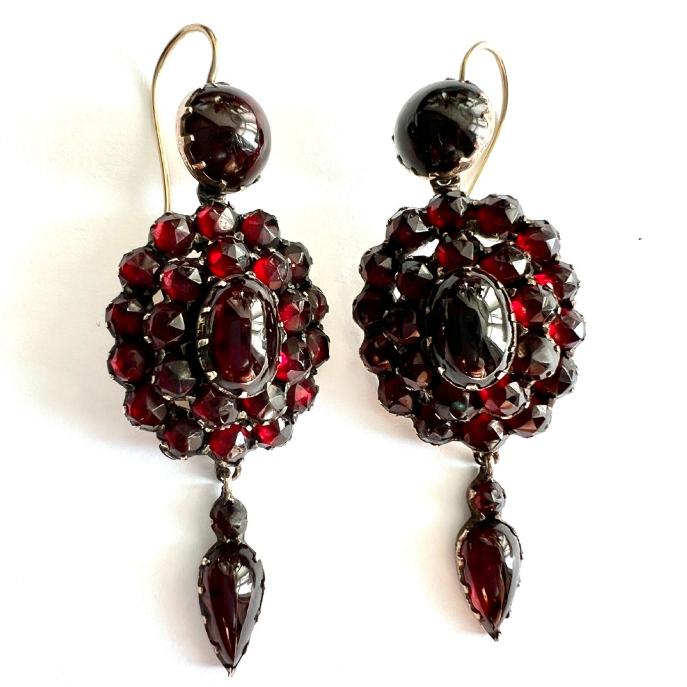 Victorian 9CT Gold Bohemian Garnet Chandelier Earrings View VI