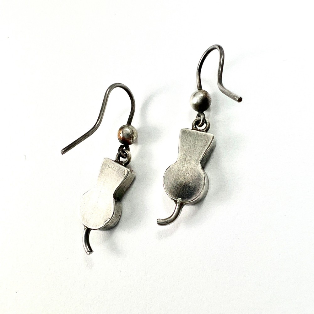 Tiny Victorian Scottish Granite Thistle Earrings View V