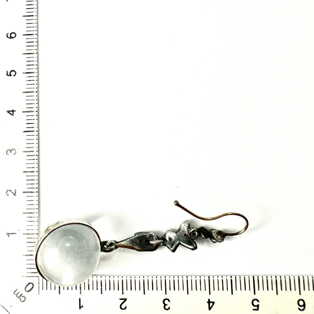 Edwardian Rock Crystal Pools of Light Silver Marcasite Earrings View VIII