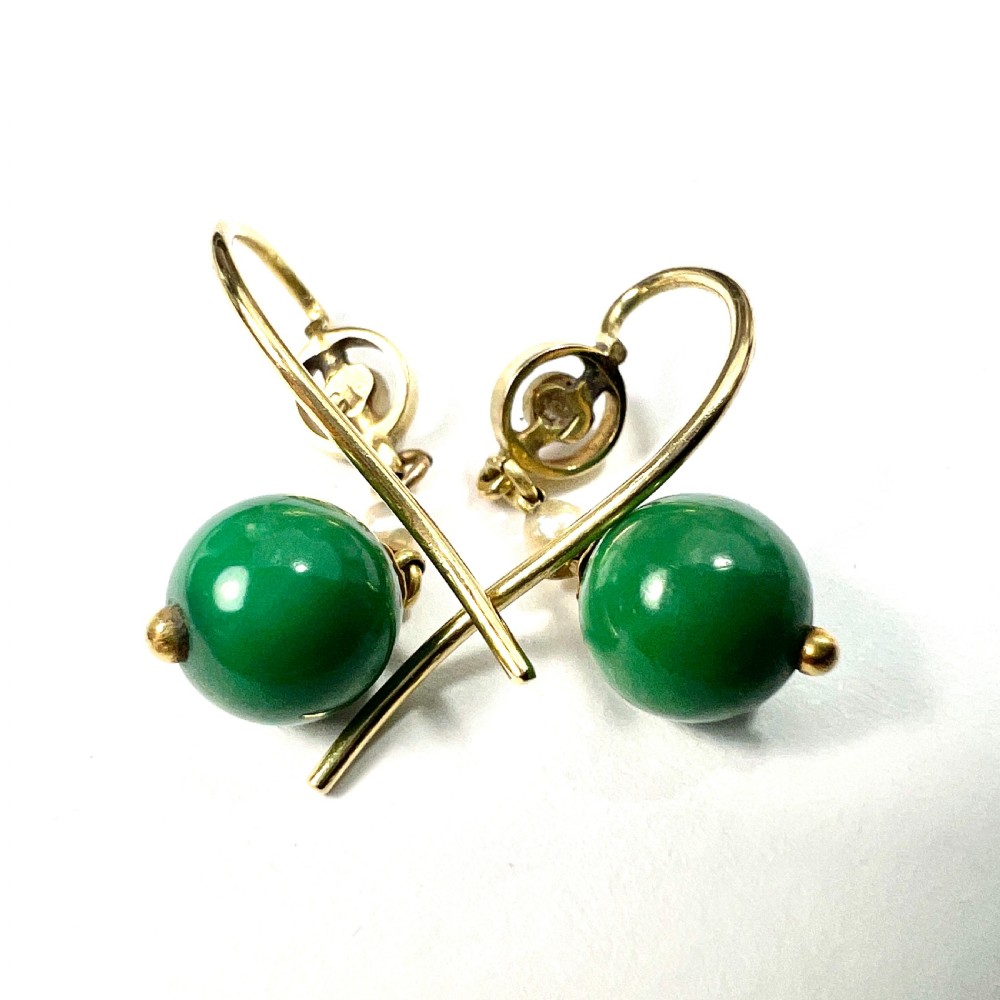 RESERVED for J • Edwardian 15CT Gold Turquoise and Pearl Drop Earrings View IV
