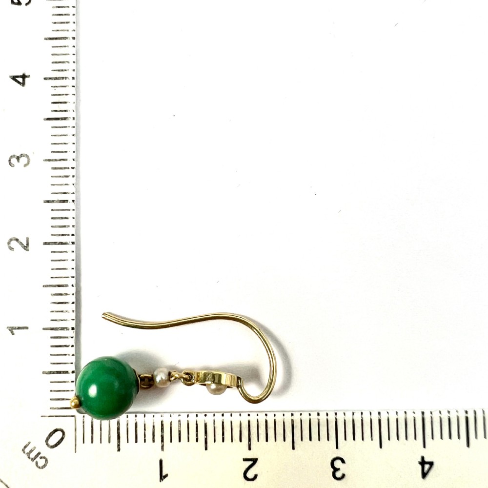 RESERVED for J • Edwardian 15CT Gold Turquoise and Pearl Drop Earrings View VI