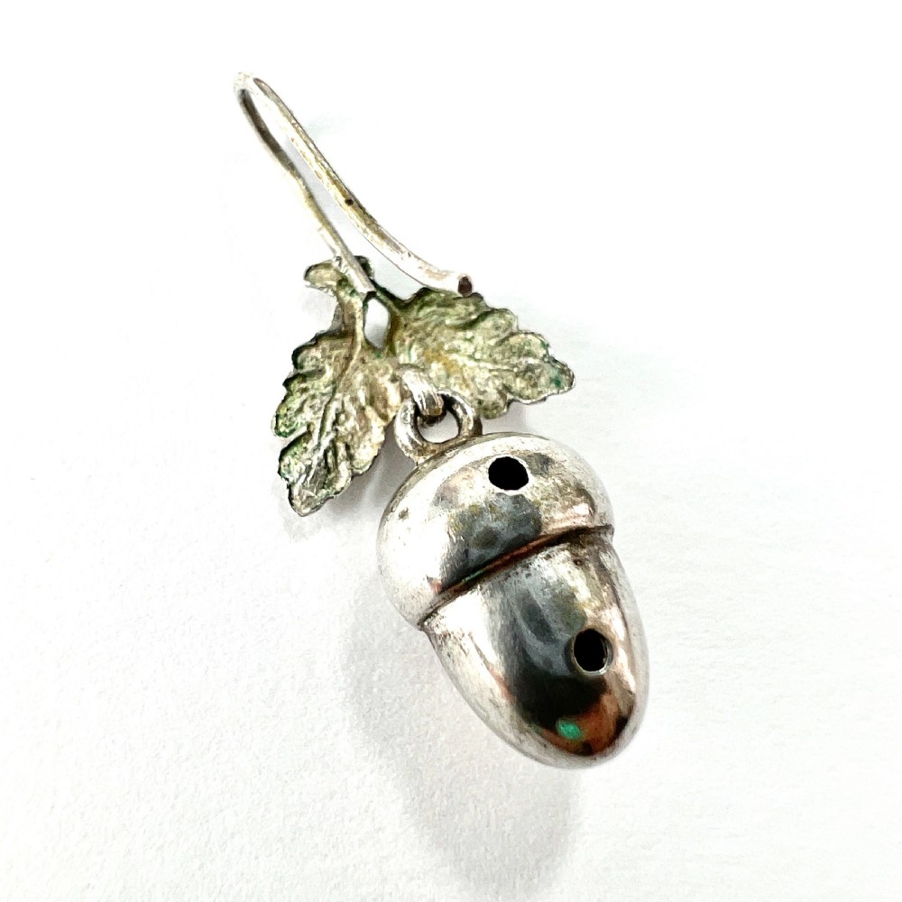 Single Earring • Victorian Silver Acorn Drop View III