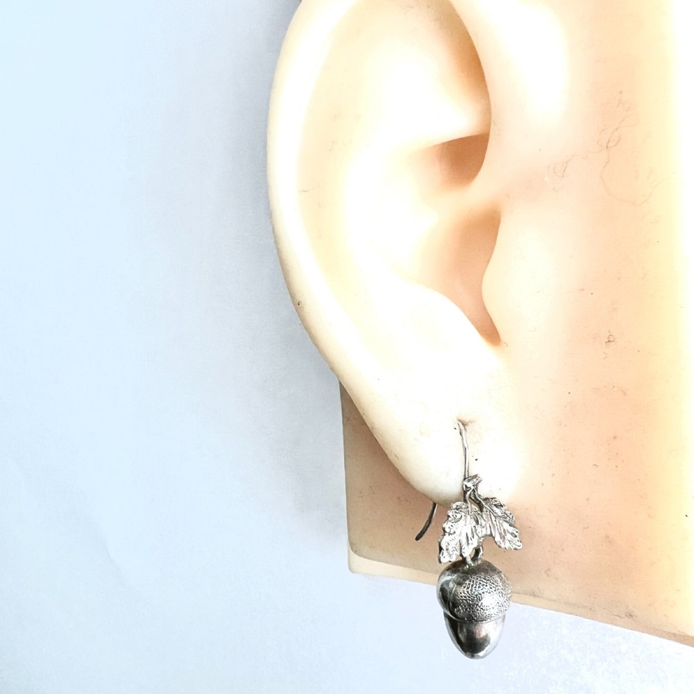 Single Earring • Victorian Silver Acorn Drop View V
