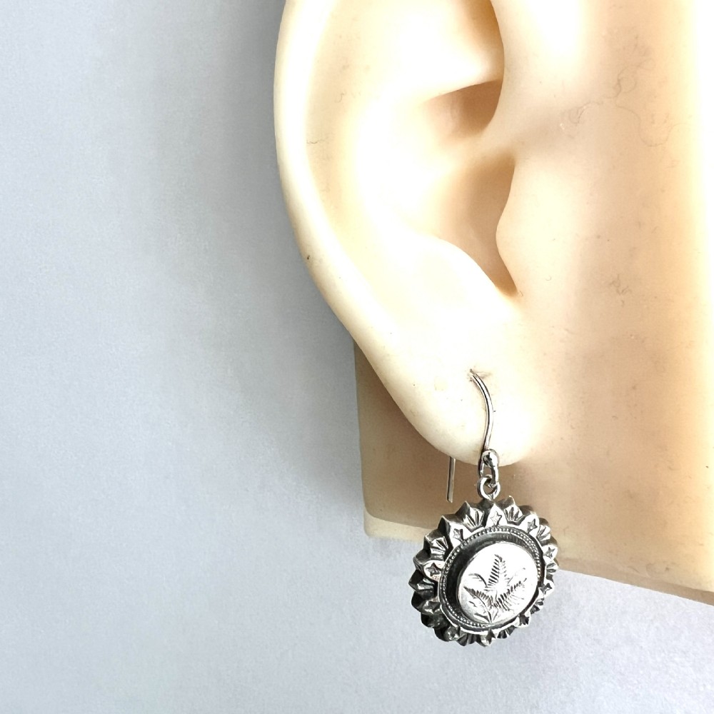Victorian Aesthetic Period Botanical Mismatch Silver Earrings View VI