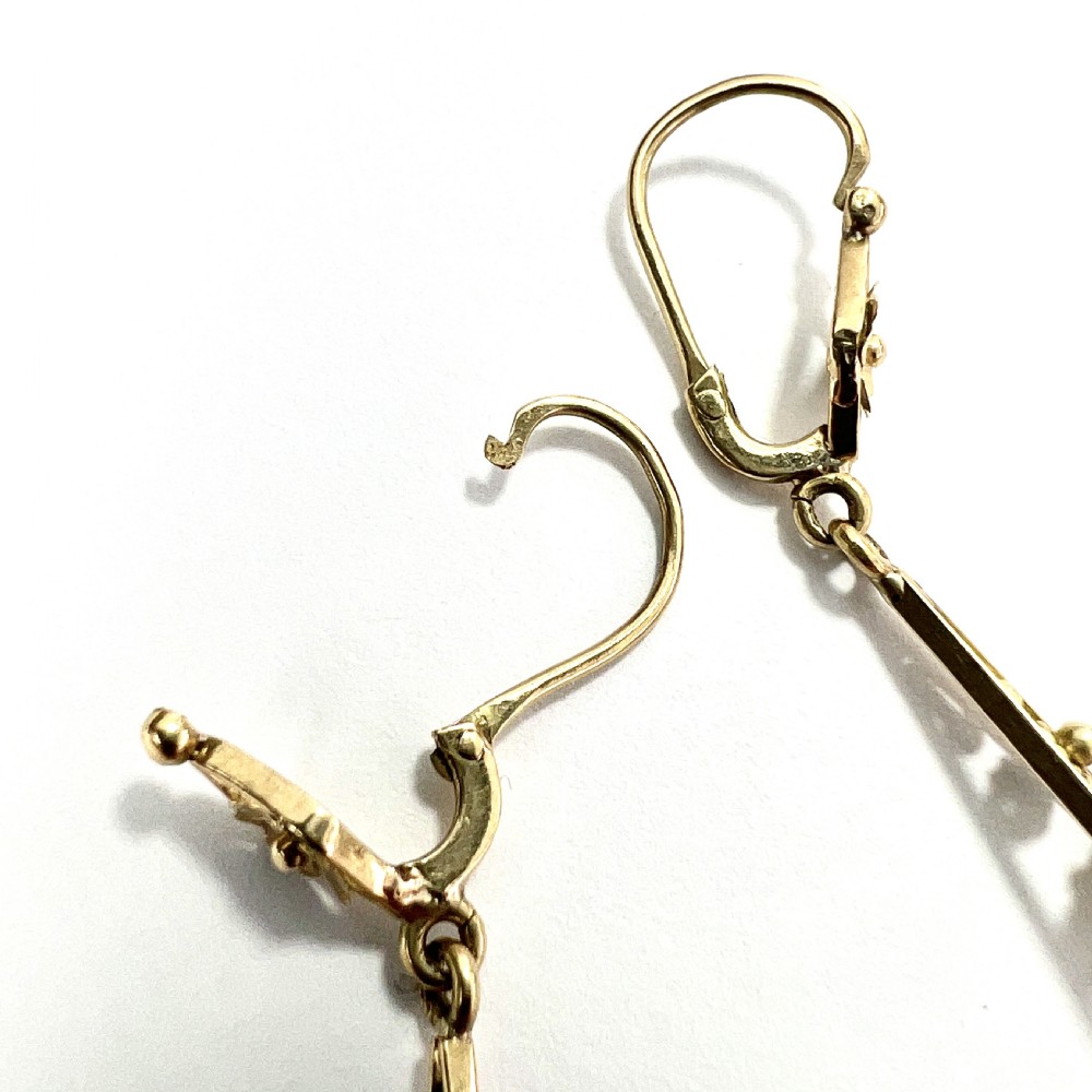 Edwardian 9CT Gold Pearl Drop Earrings View VI