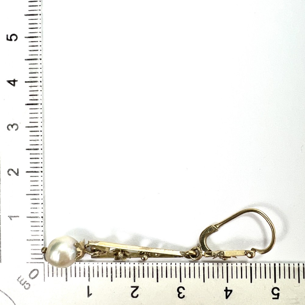 Edwardian 9CT Gold Pearl Drop Earrings View VII
