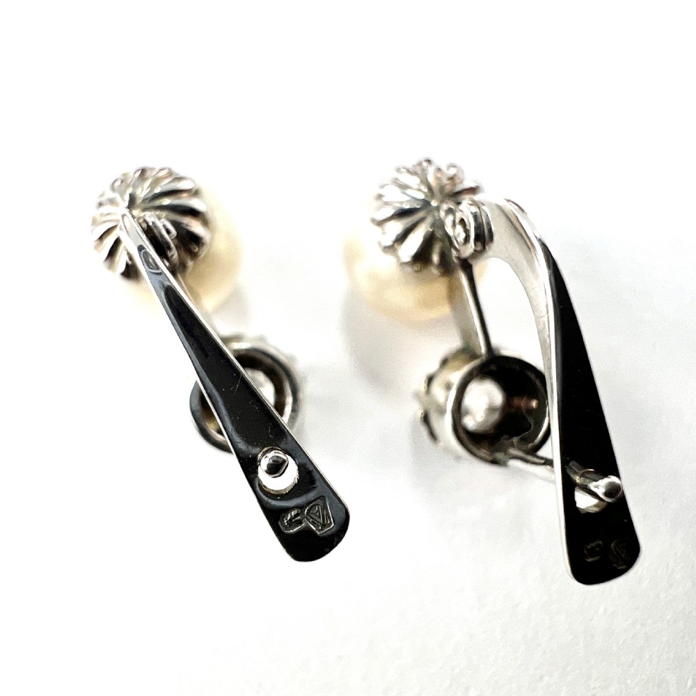 Vintage 18CT Gold Diamond and Pearl Dormeuse Earrings View XI