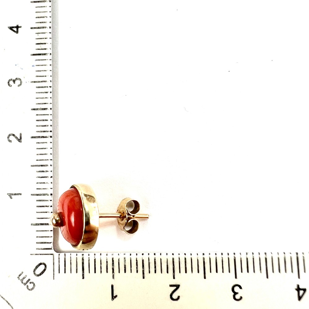 Victorian 9CT Gold Coral Stud Earrings View VI