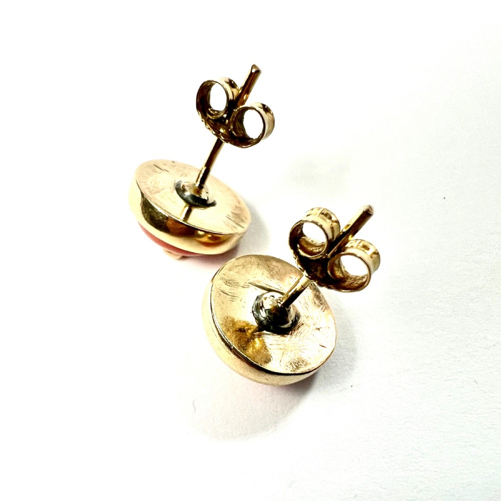 Victorian 9CT Gold Coral Stud Earrings View VII