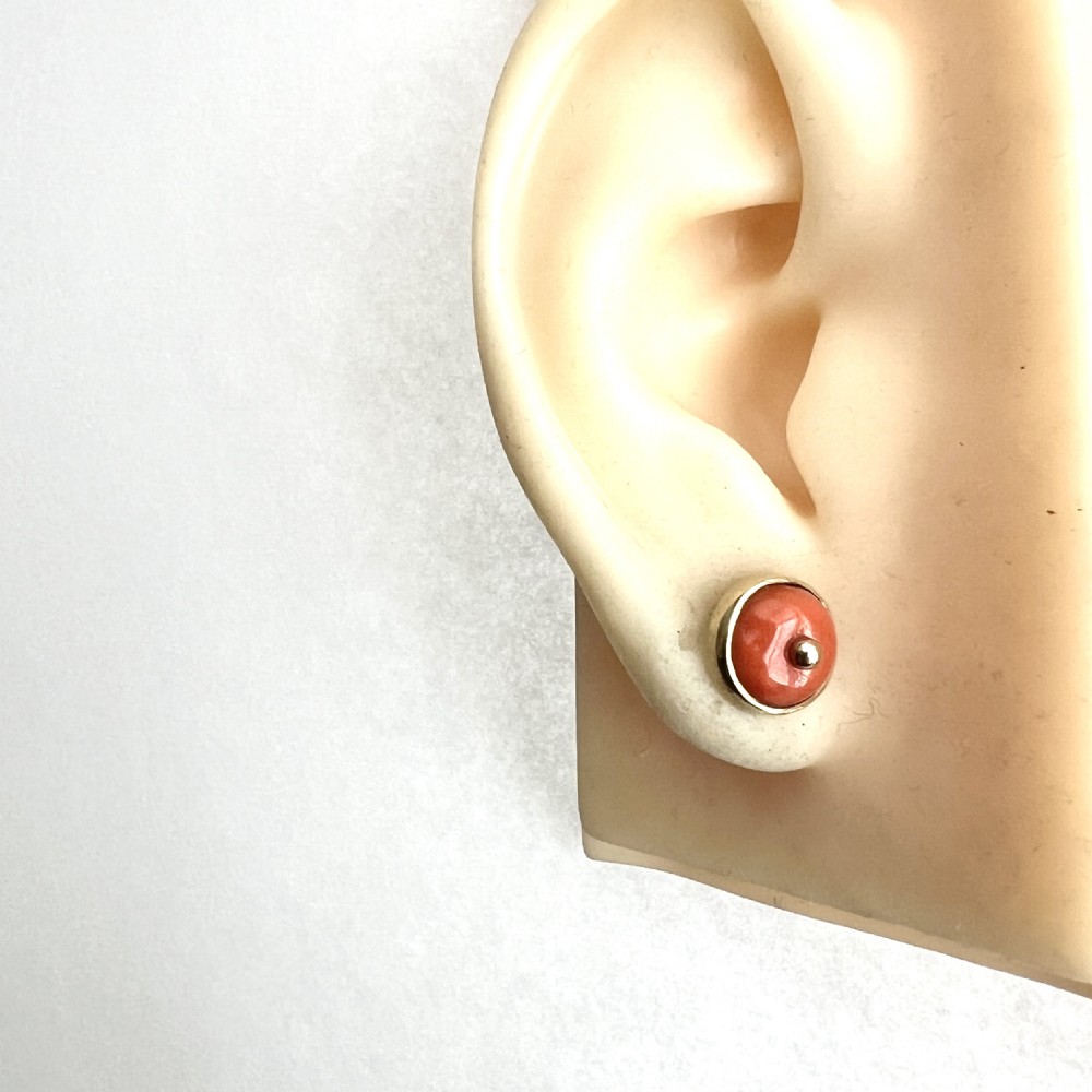 Victorian 9CT Gold Coral Stud Earrings View VIII