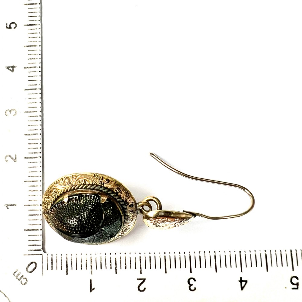 Ornate Victorian Scarab Beetle 9CT Gold Drop Earrings View VII