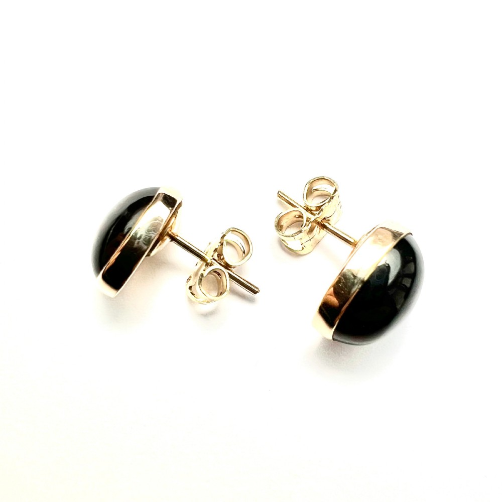 Victorian 9CT Gold Garnet Cabochon Stud Earrings View IV