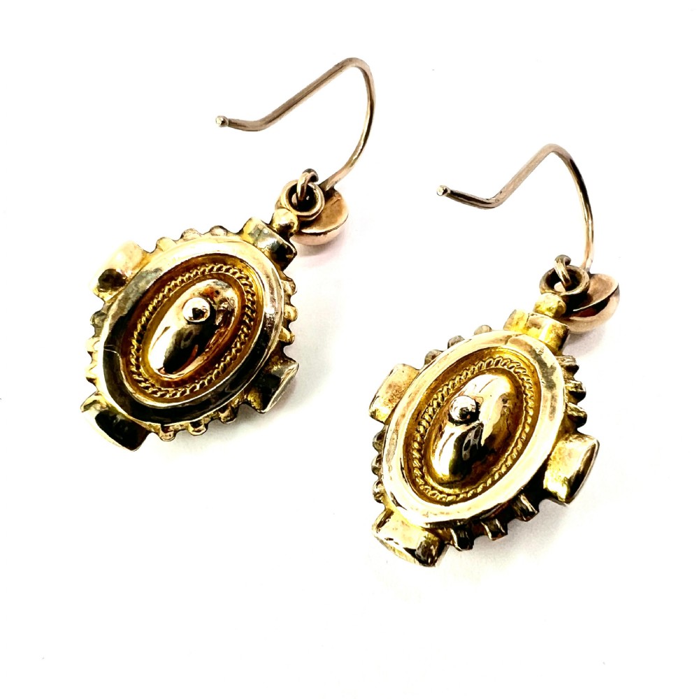 Victorian 9CT Gold Drop Earrings View V