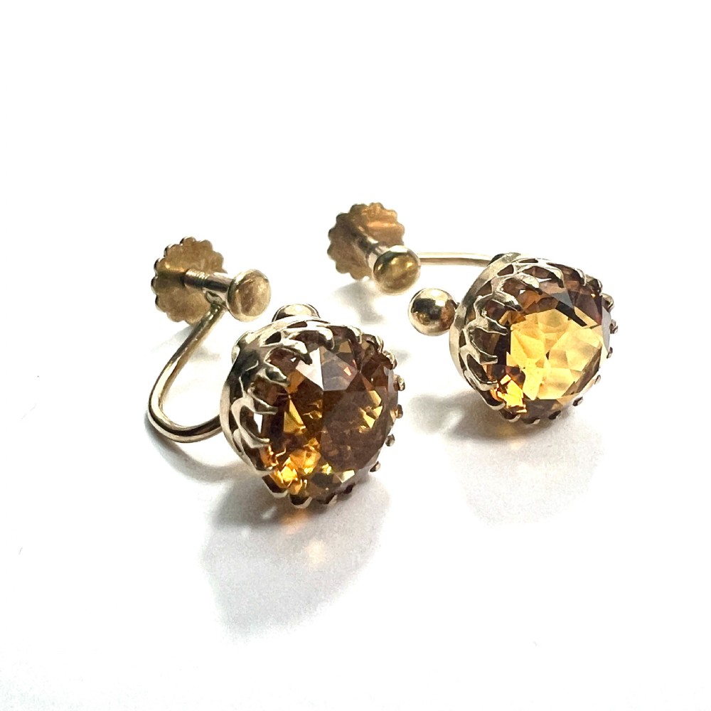 Edwardian Citrine 9CT Gold Screwback Earrings View II