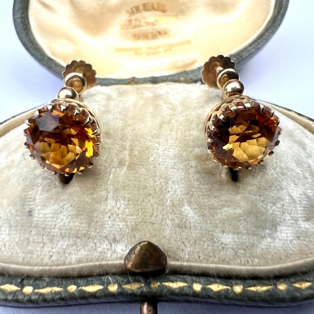 Edwardian Citrine 9CT Gold Screwback Earrings View IV
