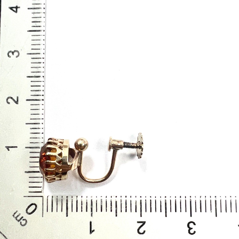Edwardian Citrine 9CT Gold Screwback Earrings View VII