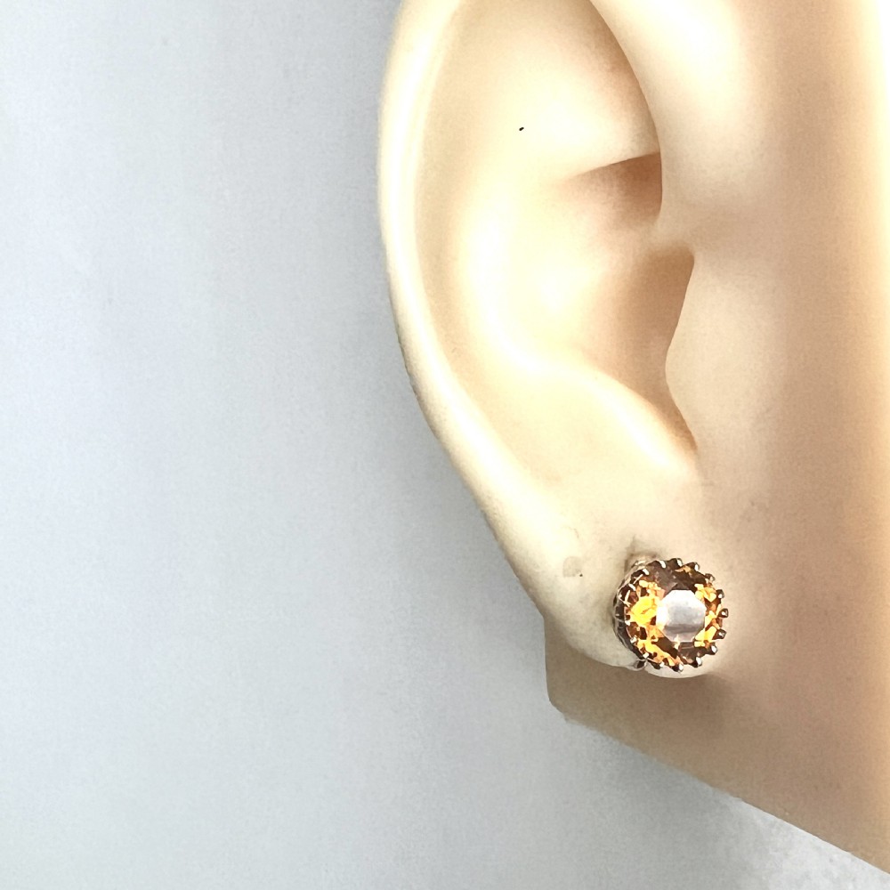 Edwardian Citrine 9CT Gold Screwback Earrings View VIII