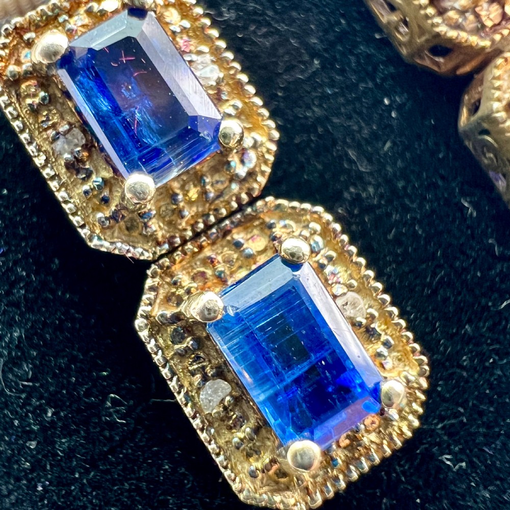 Art Deco Diamond and Sapphire Silver Gilt Earrings View IV