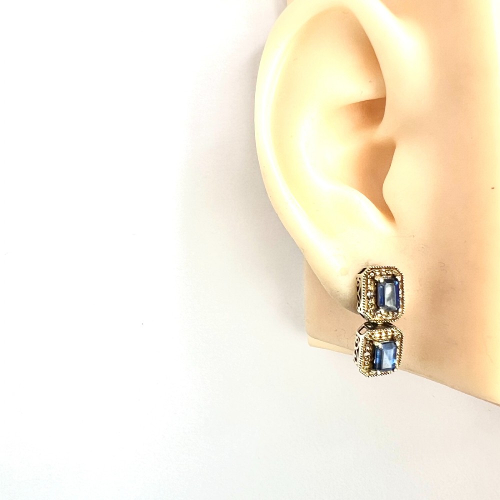 Art Deco Diamond and Sapphire Silver Gilt Earrings View VII