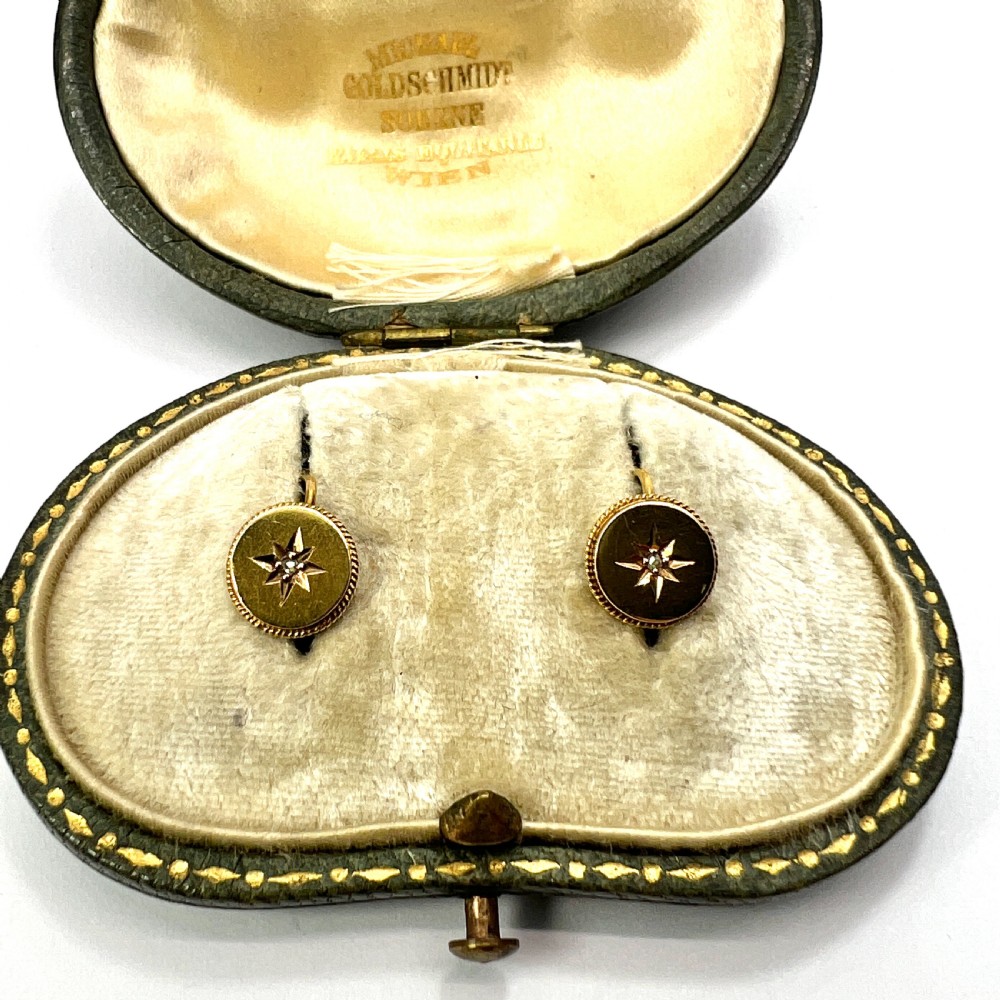 Tiny Victorian 15CT Gold and Diamond Earrings View II