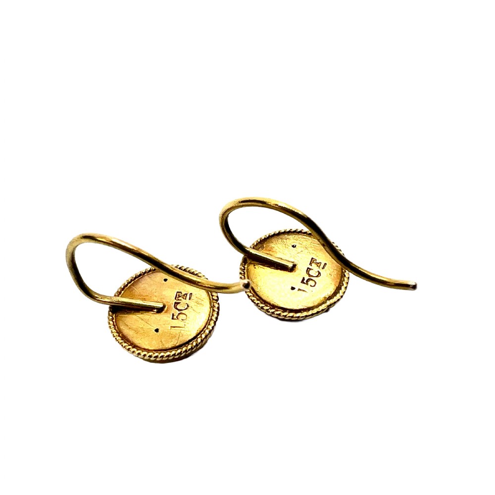 Tiny Victorian 15CT Gold and Diamond Earrings View IV