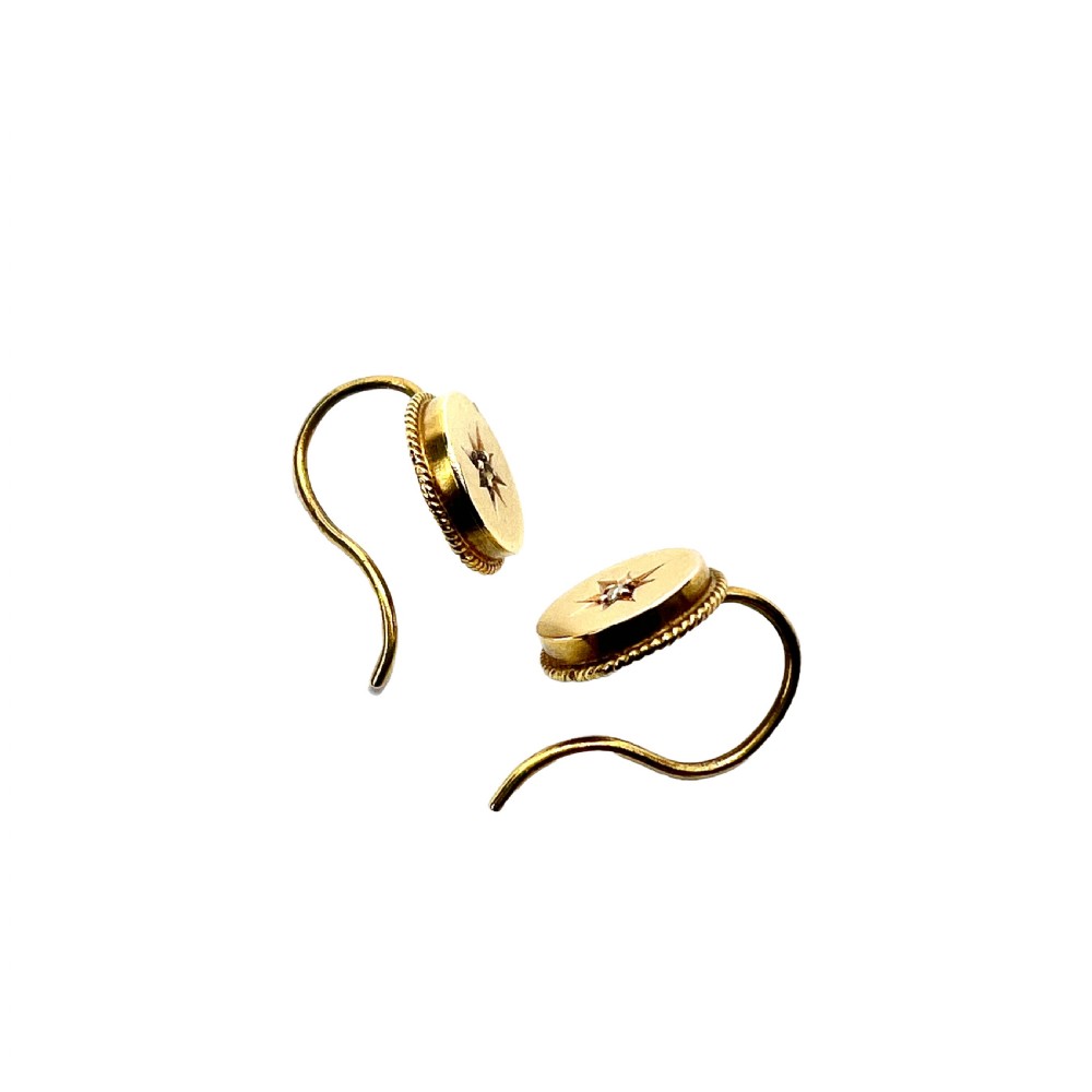 Tiny Victorian 15CT Gold and Diamond Earrings View VI