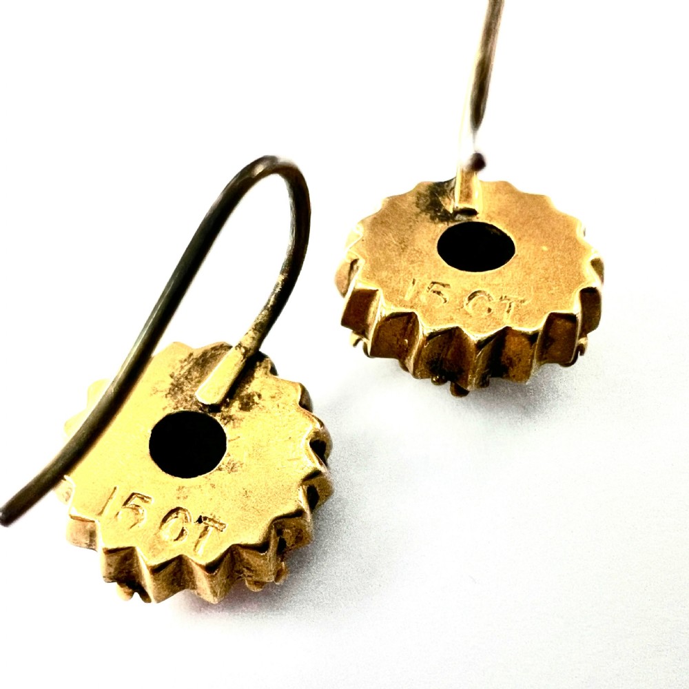 Victorian 15CT Gold and Pearl Flower Earrings View IV