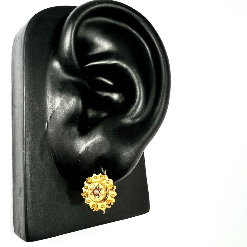 Victorian 15CT Gold and Pearl Flower Earrings View VI