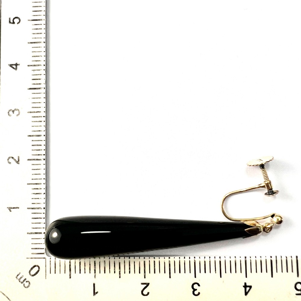 Antique Onyx Teardrop Earrings in 9CT Gold View VIII