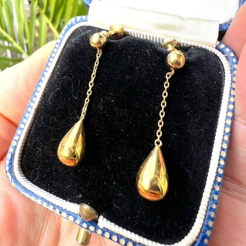 Victorian Gold Chain Teardrop Earrings View VI