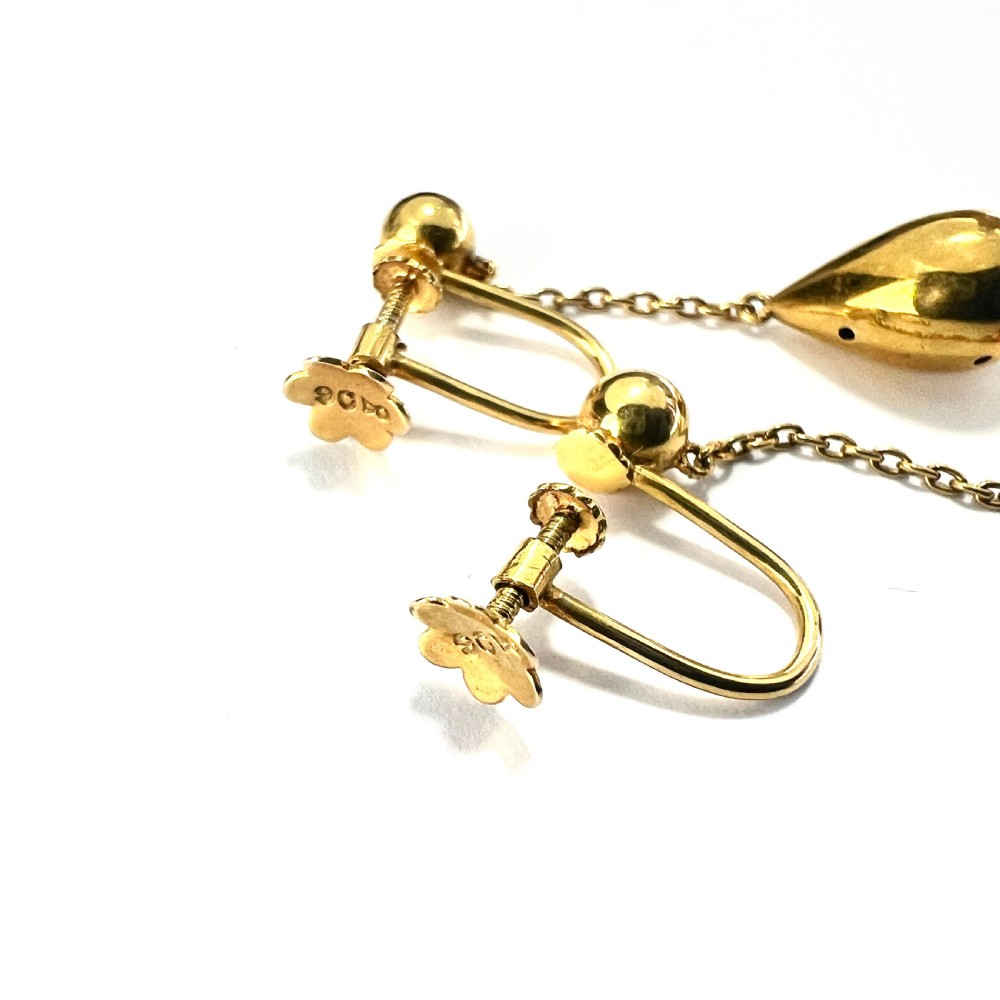 Victorian Gold Chain Teardrop Earrings View VIII