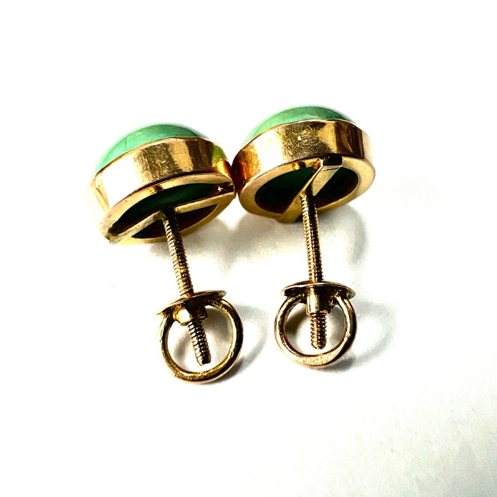 Antique Turquoise Cabochon Screw-on Stud Earrings View III