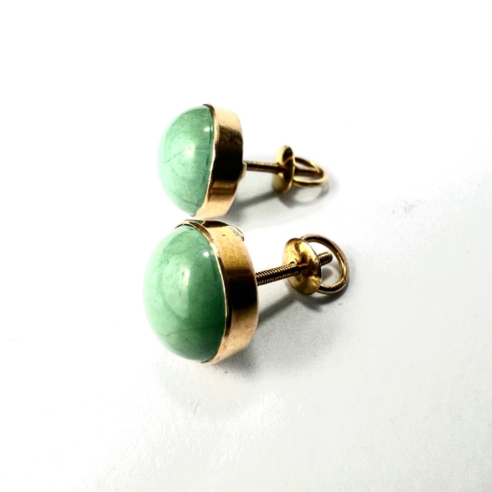 Antique Turquoise Cabochon Screw-on Stud Earrings View V