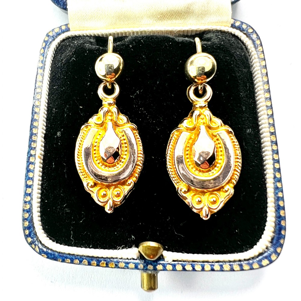 • Victorian 9CT Gold Horseshoe Drop Earrings