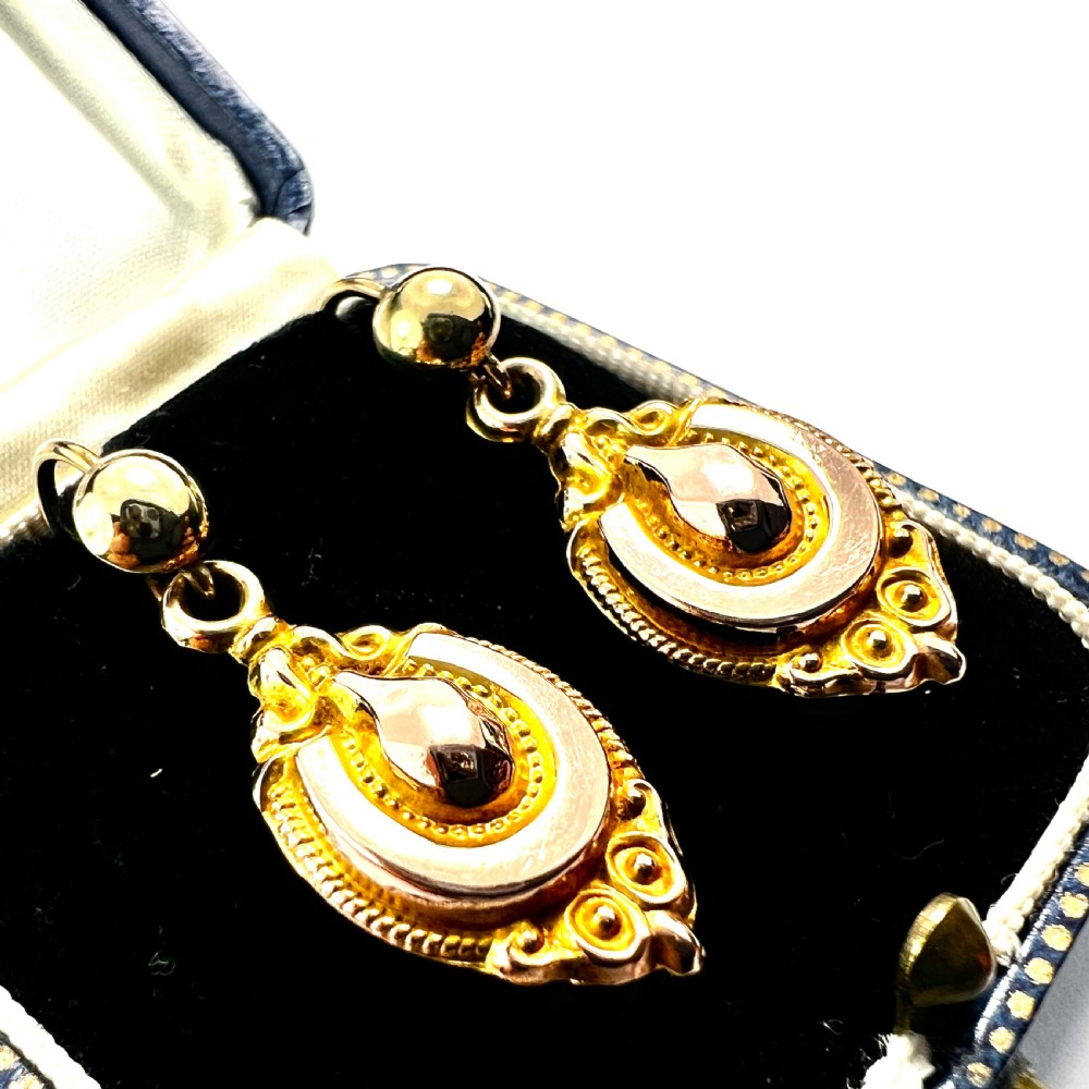 • Victorian 9CT Gold Horseshoe Drop Earrings View II