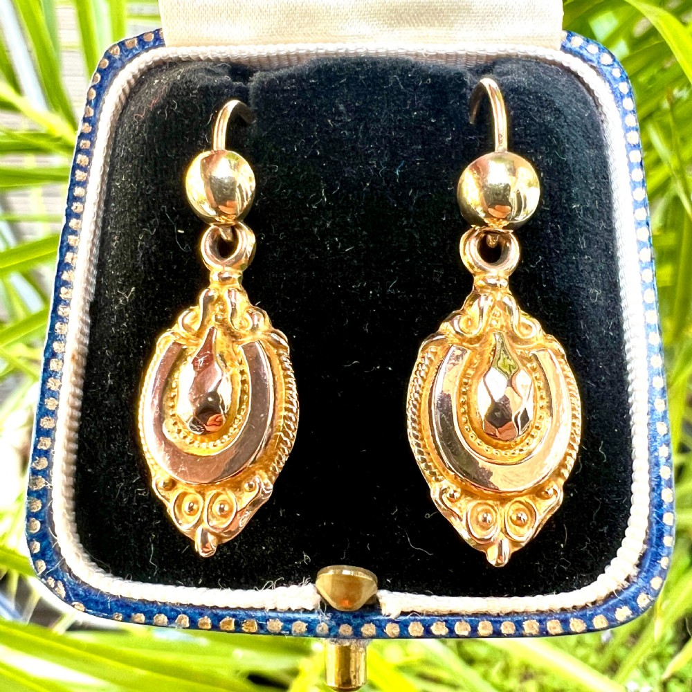 • Victorian 9CT Gold Horseshoe Drop Earrings View V