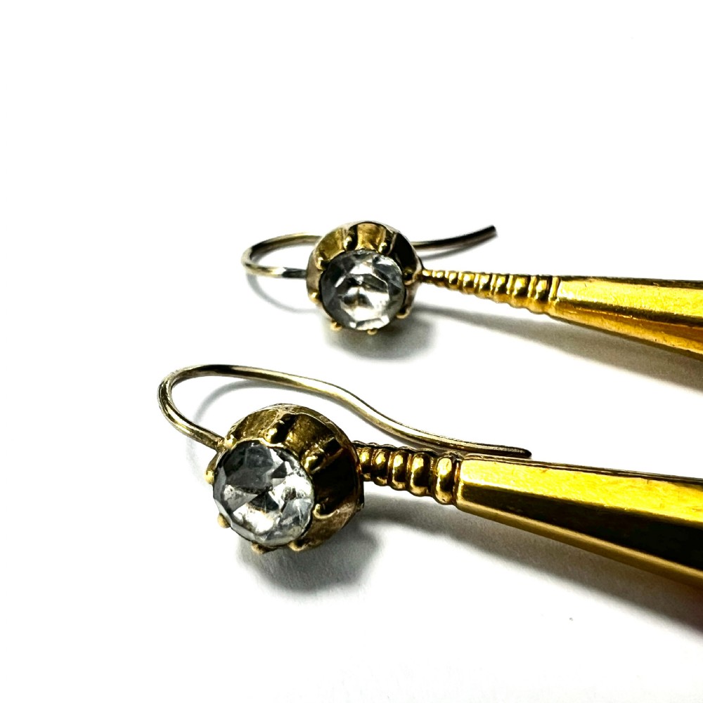 Victorian 18CT Gold Cased Paste and Agate Drop Earrings View VII