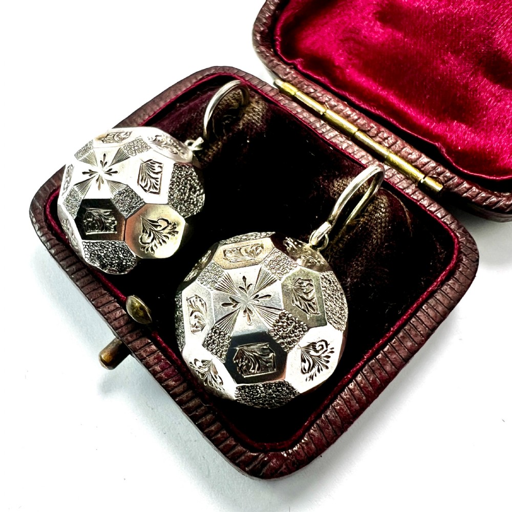 Rare Victorian Silver Aesthetic Period Dome Earrings