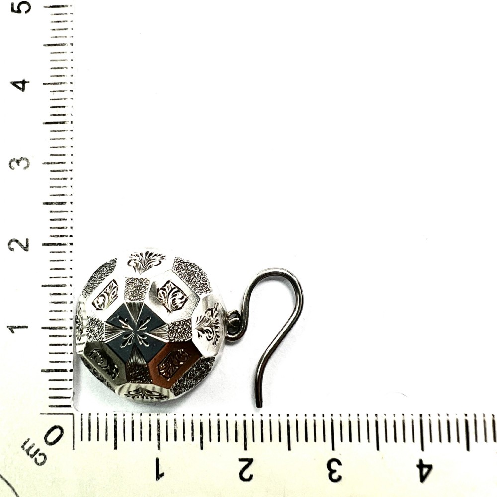 Rare Victorian Silver Aesthetic Period Dome Earrings View VI