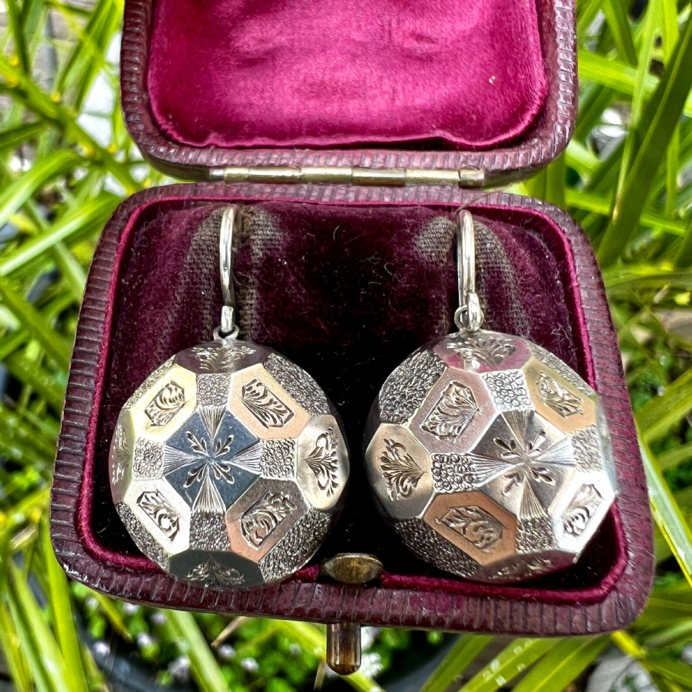 Rare Victorian Silver Aesthetic Period Dome Earrings View VII