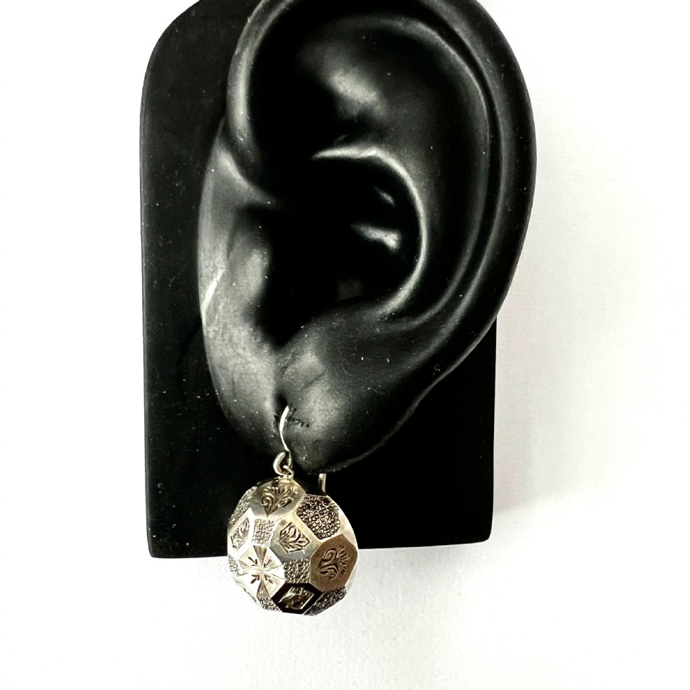 Rare Victorian Silver Aesthetic Period Dome Earrings View VIII