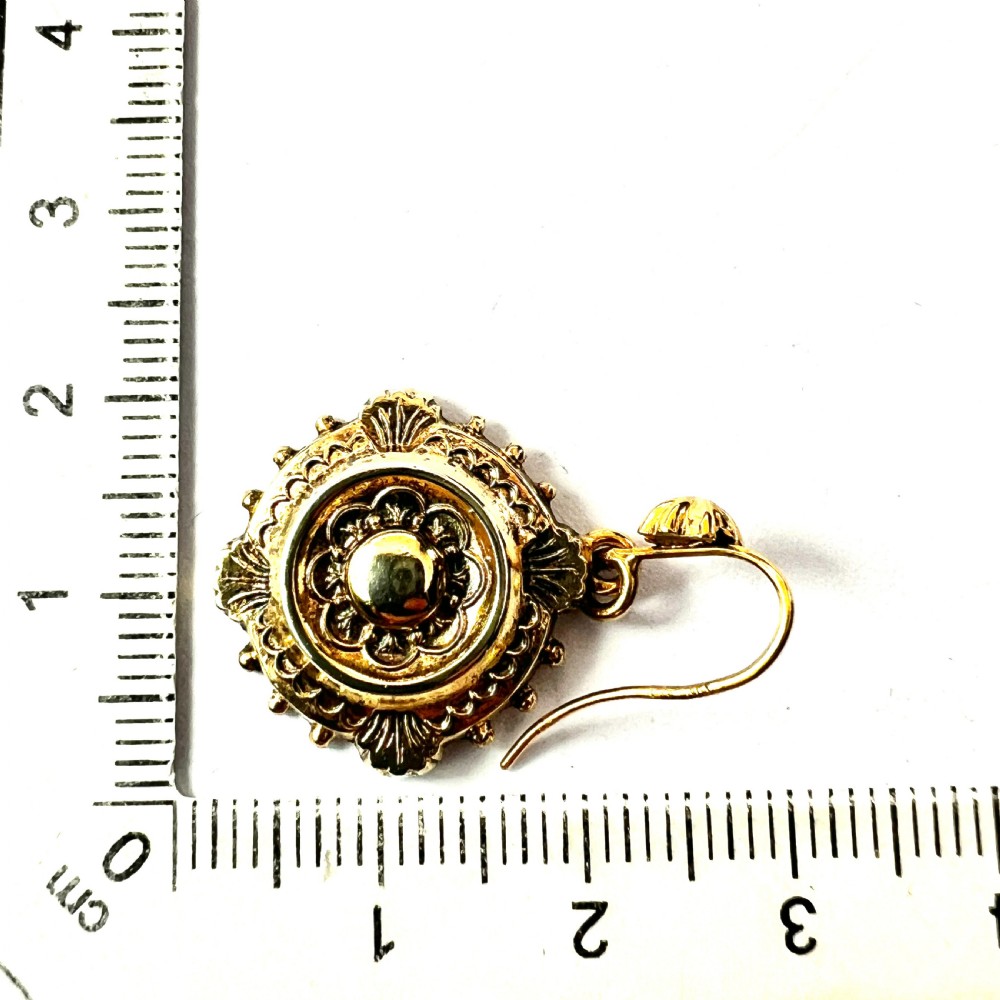 Ornate 1881 Victorian Silver Gilt Drop Earrings View VII