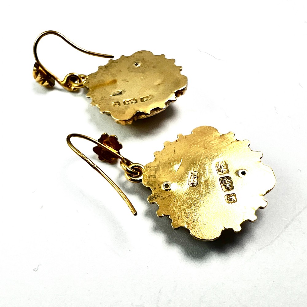 Ornate 1881 Victorian Silver Gilt Drop Earrings View VIII