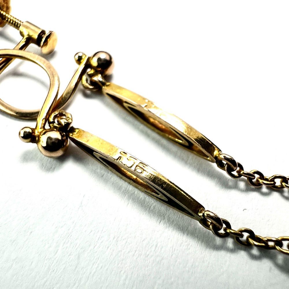 • Antique 9CT Gold Drop Screwback Earrings with Blue Stones View VI