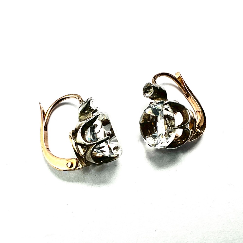 Antique Gold and Silver Paste Dormeuse Earrings View II