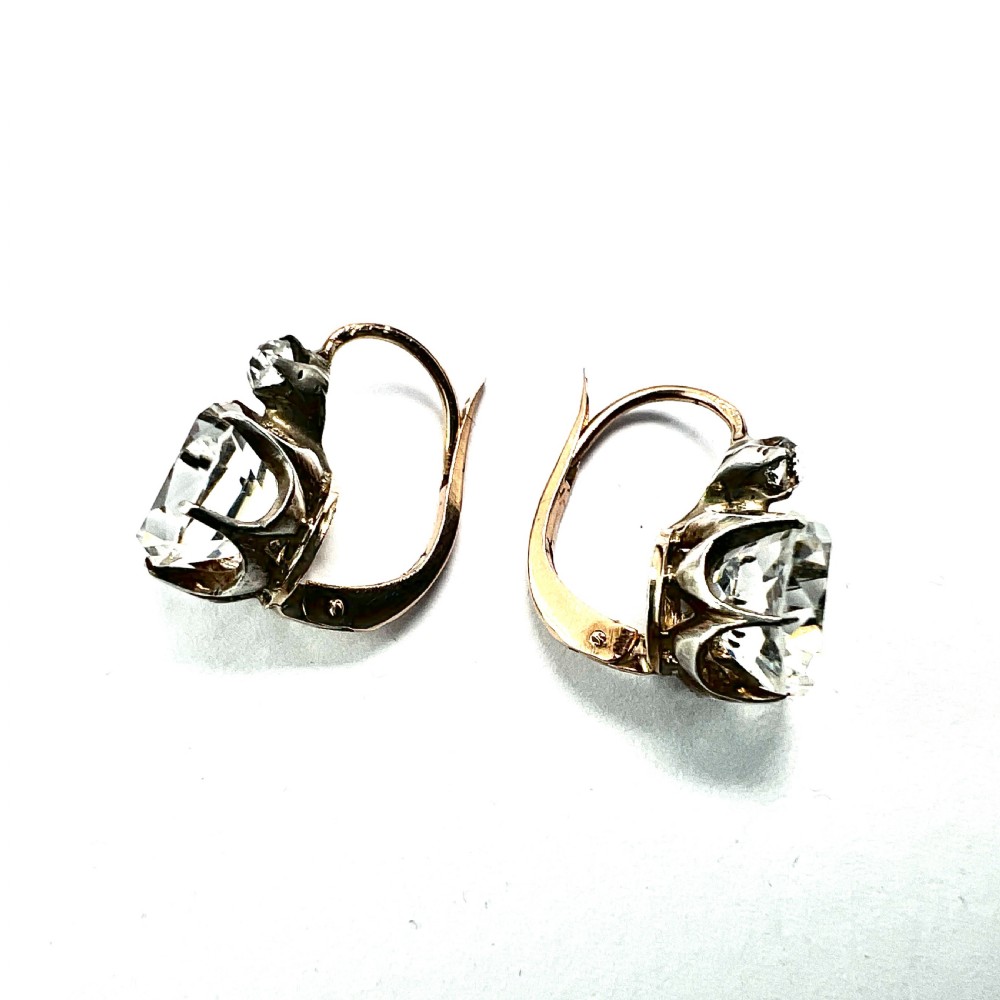 Antique Gold and Silver Paste Dormeuse Earrings View III