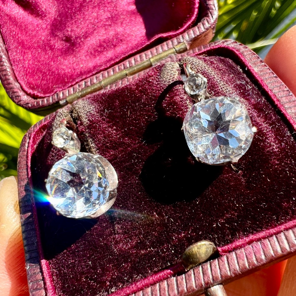 Antique Gold and Silver Paste Dormeuse Earrings View V