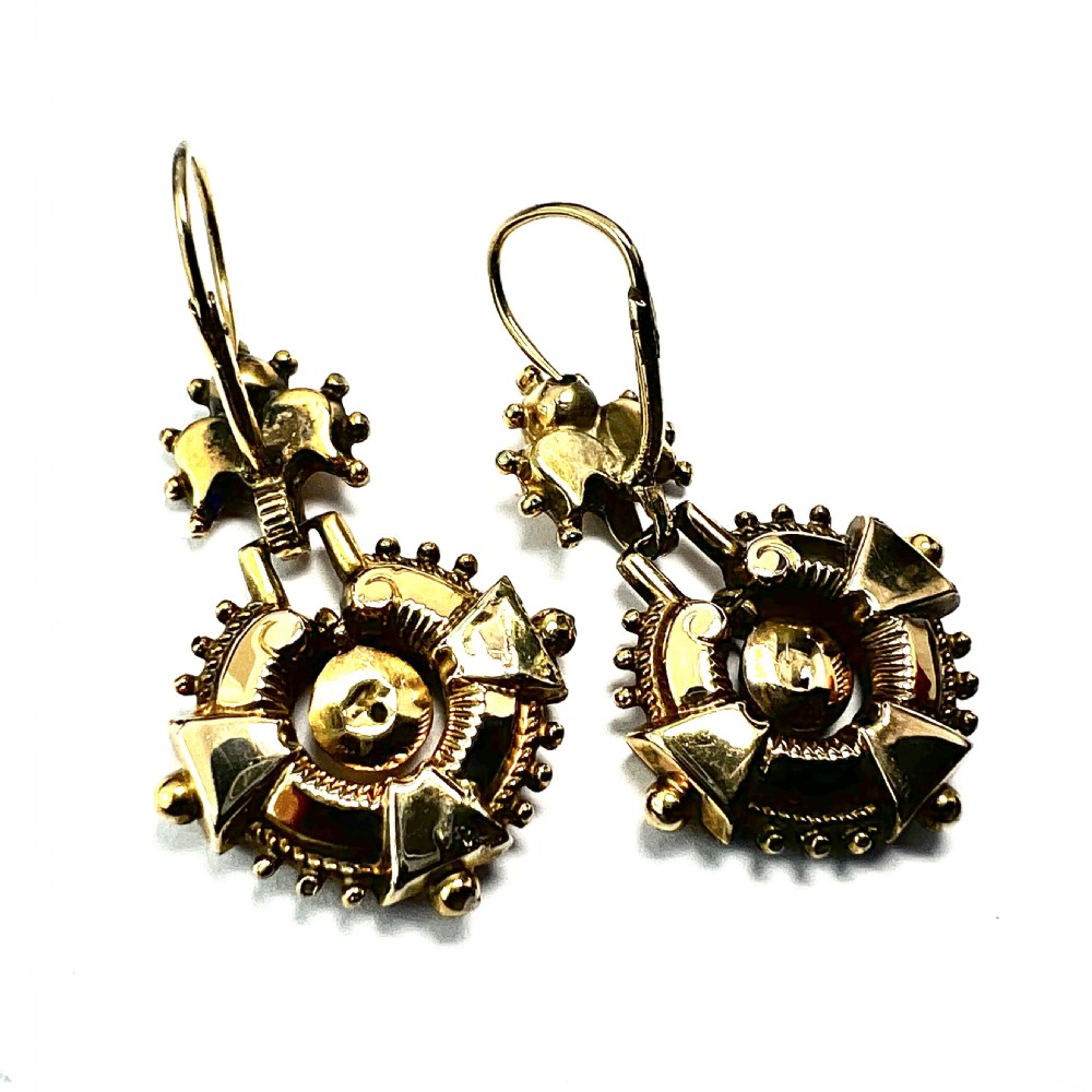 Victorian 9CT Gold Articulated Drop Earrings View II