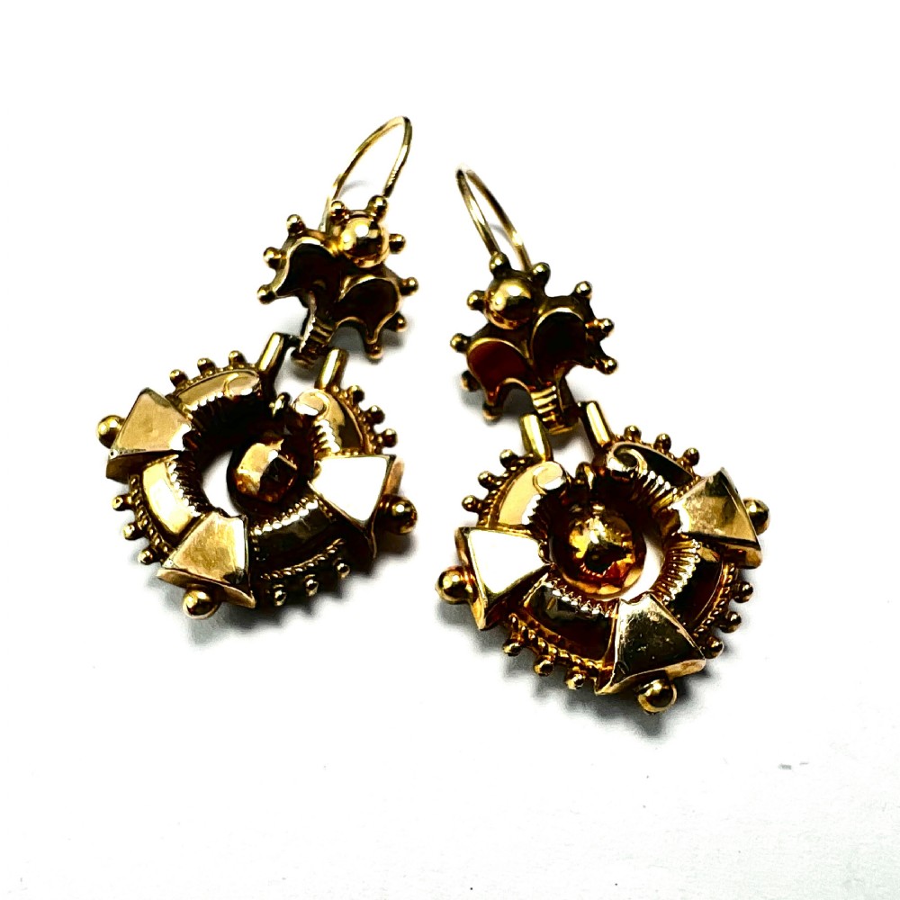 Victorian 9CT Gold Articulated Drop Earrings View IV