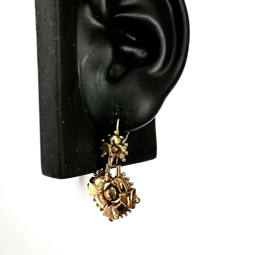 Victorian 9CT Gold Articulated Drop Earrings View V